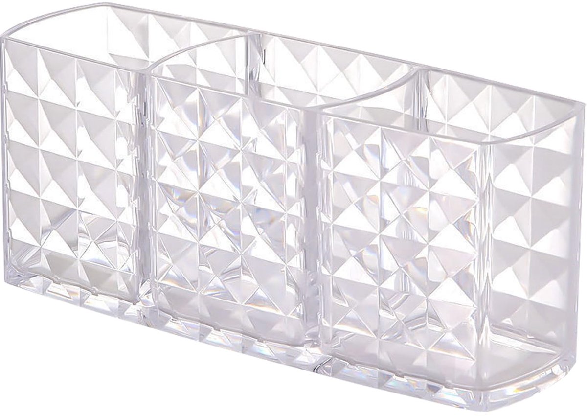 Unyqoos® Compacte en Transparante Make-up Organizer met Drie Vakken voor Cosmetica