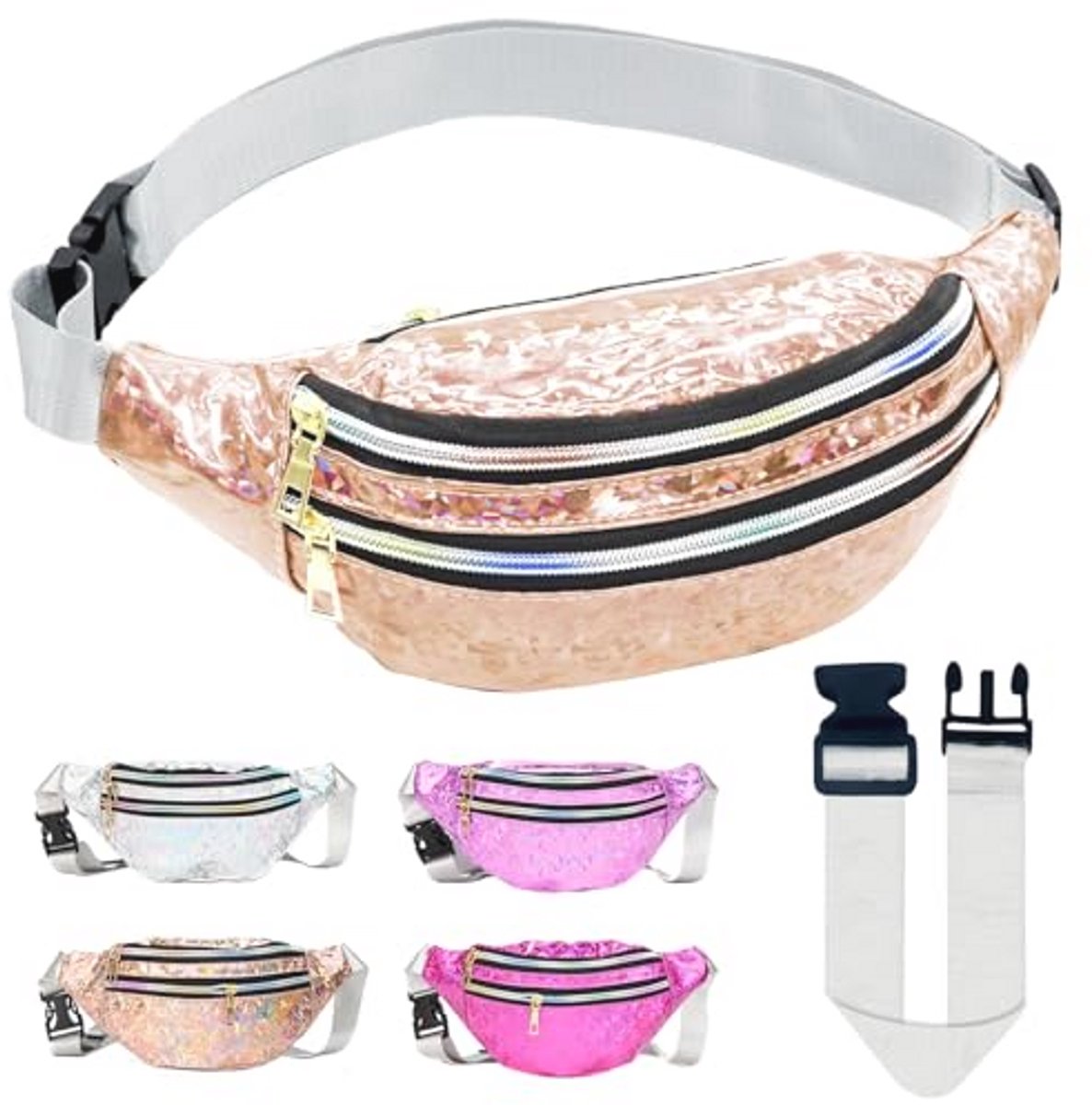 Waterdichte glitter heuptas voor heren en dames - Perfect voor festivals, sport en reizen (30 x 15 cm)