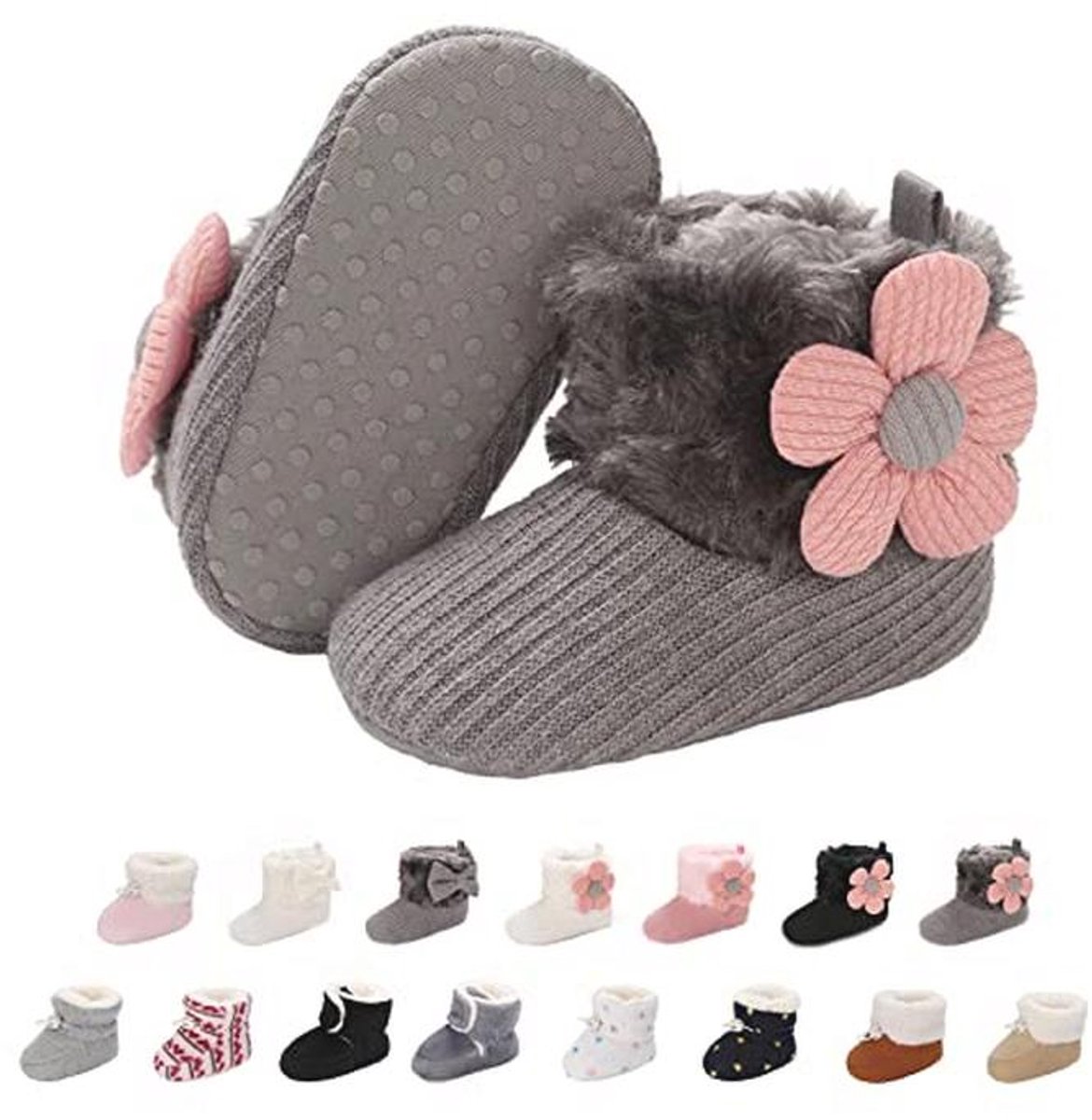 Fleece Babyschoen voor Pasgeborenen - Warme Antislip Laarzen voor Binnen en Buiten - Verstelbare Sokken voor Gemakkelijke Pasvorm 0-18 Maanden