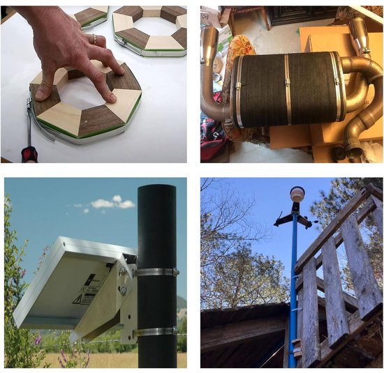 GELLDG Slangklemmen - Geperforeerde metalen strips - 8 bevestigingsmiddelen - DIY-buisklemmenset - Verstelbare klemmen - Geschikt voor waterleidingen, tanks, gasleidingen, radiatoren en autoleidingen - Roestvrij staal - 3 meter van GelldG — afbeelding 3