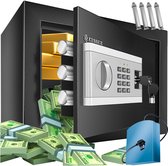 KESSER® Elektronische Kluis met cijferslot 35 x 25 x 25 cm - Digitale Muurkluis Inclusief Batterijbox en Batterijen - Electrische Safe met 2 Noodsleutel Klusje - Zwart