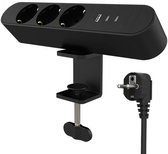 Noble Stekkerdoos met USB-C – Bureau Stekkerdoos – 3 Stopcontacten – Aluminium – 3 USB-Poorten – Zwart