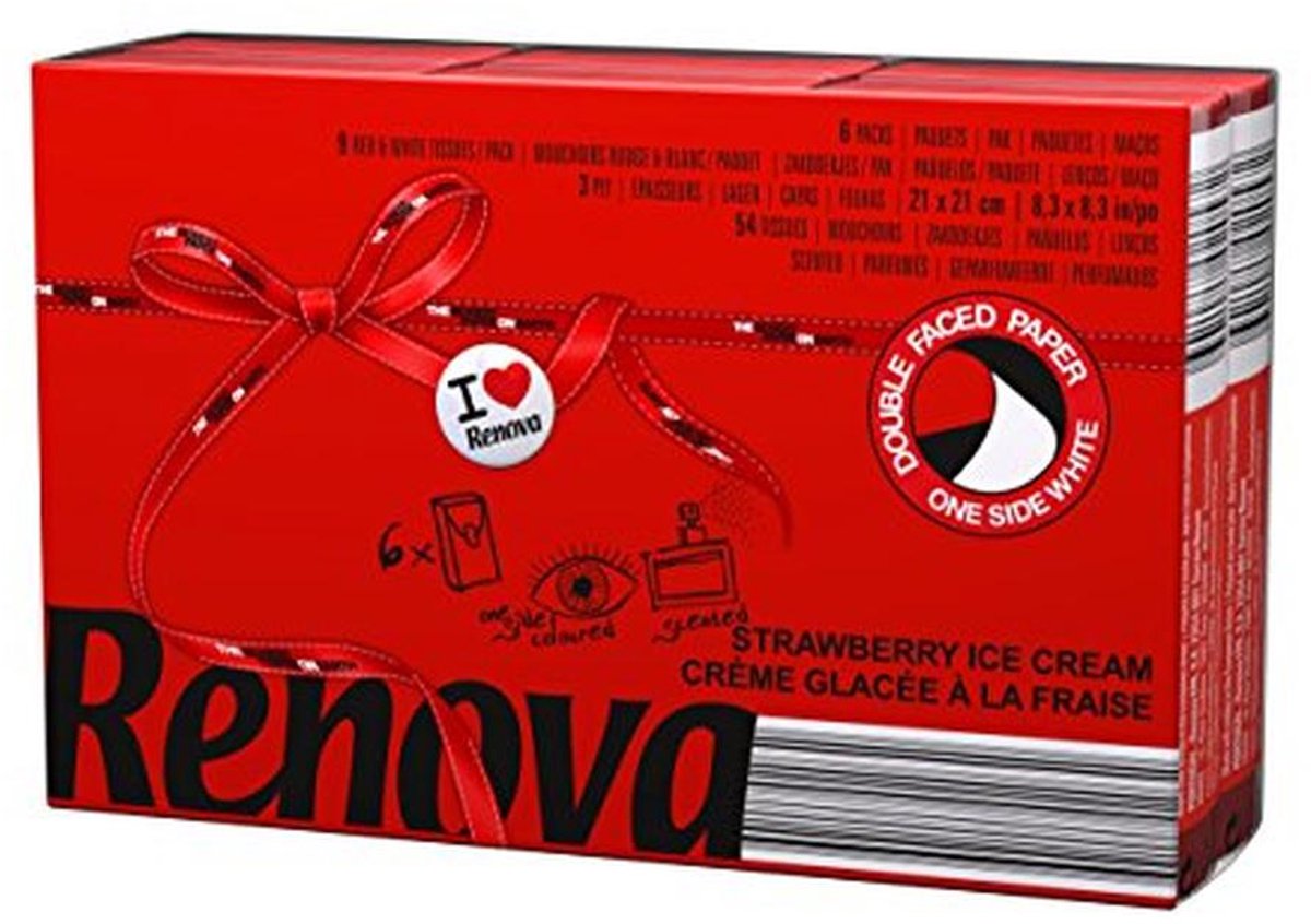 Zakdoeken met aardbeien-ijsgeur - 6 verpakkingen - Rood