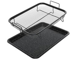 Knapperige ovenschaal met antiaanbaklaag en bakplaat voor luchtfriteuse – 2 stuks