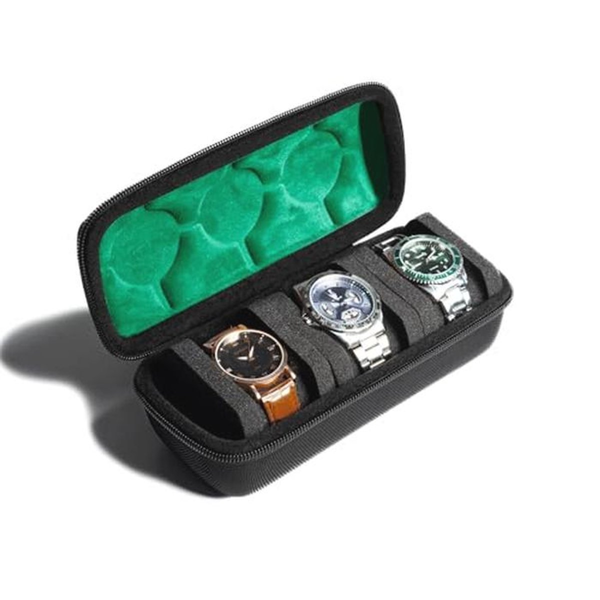 Harde Horloge Reisetui met 3 Slots voor Mannen en Vrouwen, inclusief Anti-Beweeg Kussen
