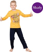 Pyjama garçon - Ensemble pyjama - Katoen - Jaune / Zwart - Football Champs - 4021 - 9-10 ans