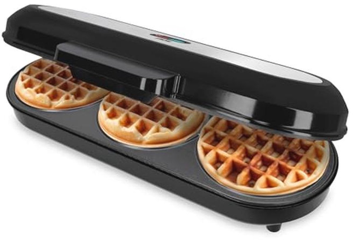 XXL Wafelijzer voor 3 Ronde Wafels | 1200 Watt | Antiaanbaklaag | Perfect voor Kinderfeestjes en Familiefeesten