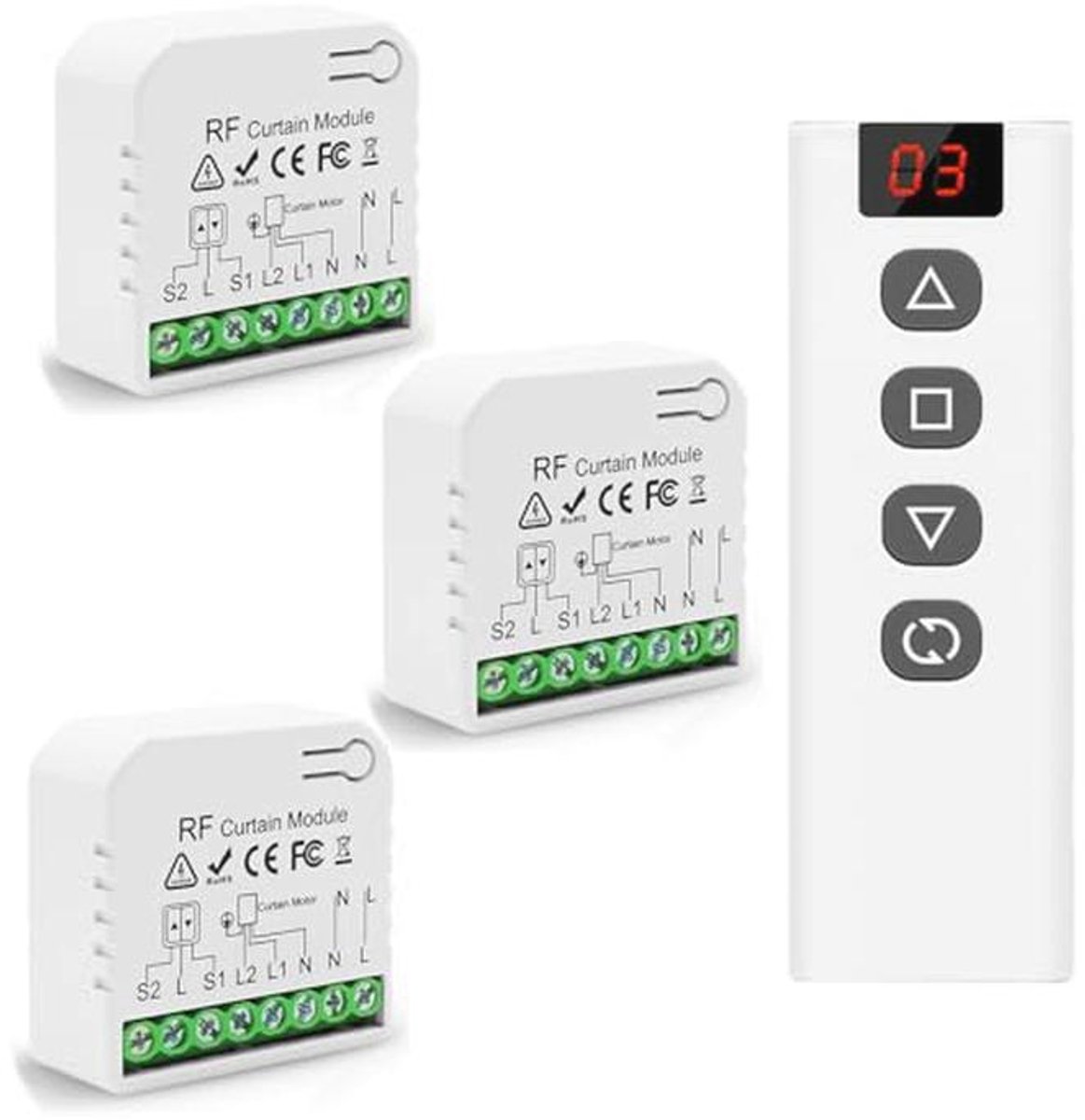 Draadloze Rolluikmodule Schakelaar voor Elektrische Apparaten – 100m Bereik