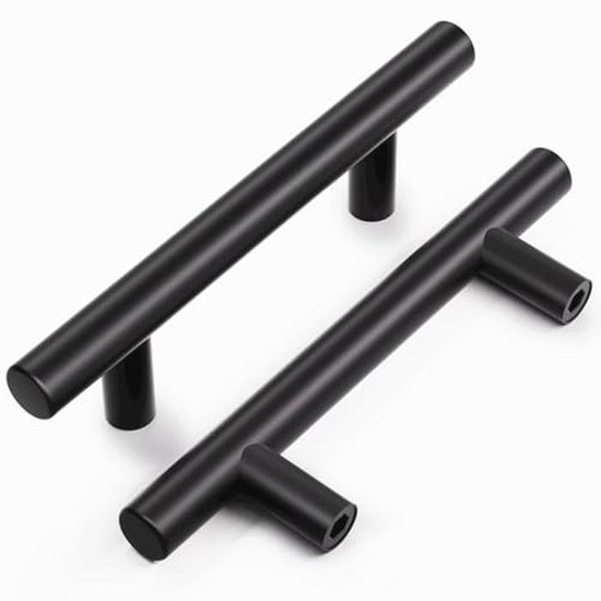 SWAWIS Meubelgrepen, 8 stuks, 150 mm, zwart, verborgen kastgrepen, aluminium extrusie, handgrepen, keuken, 128 mm, afstand van de gaten, keukengrepen met schroeven, voor kasten, laden, meubels