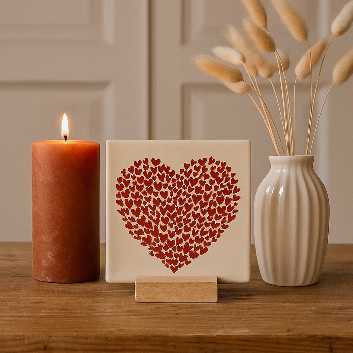 Hartje - Keramische decoratie tegel - Valentijn