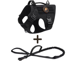 Always Prepared® Pro Combi Deal - Hondentuig + Riem - Anti-Trek Set voor Middel en Grote Honden - Zwart - Maat M
