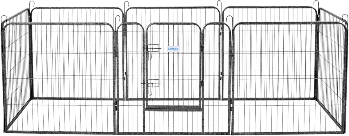 Lendo Online - Hondenren - Hondenkennel - Puppyren met 8 panelen van 80x80cm - Staal - Ø 210 cm en 640cm omtrek - Antraciet