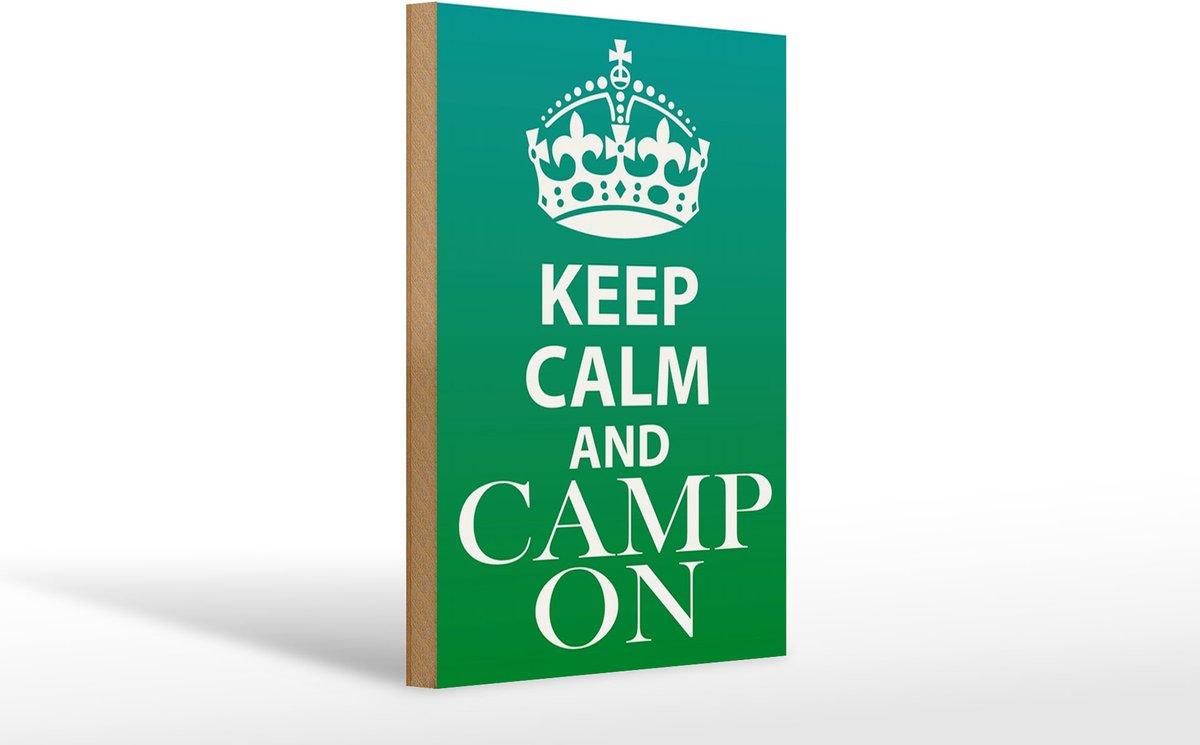 Holzschild Spruch 20x30cm Keep Calm and camp on Camping