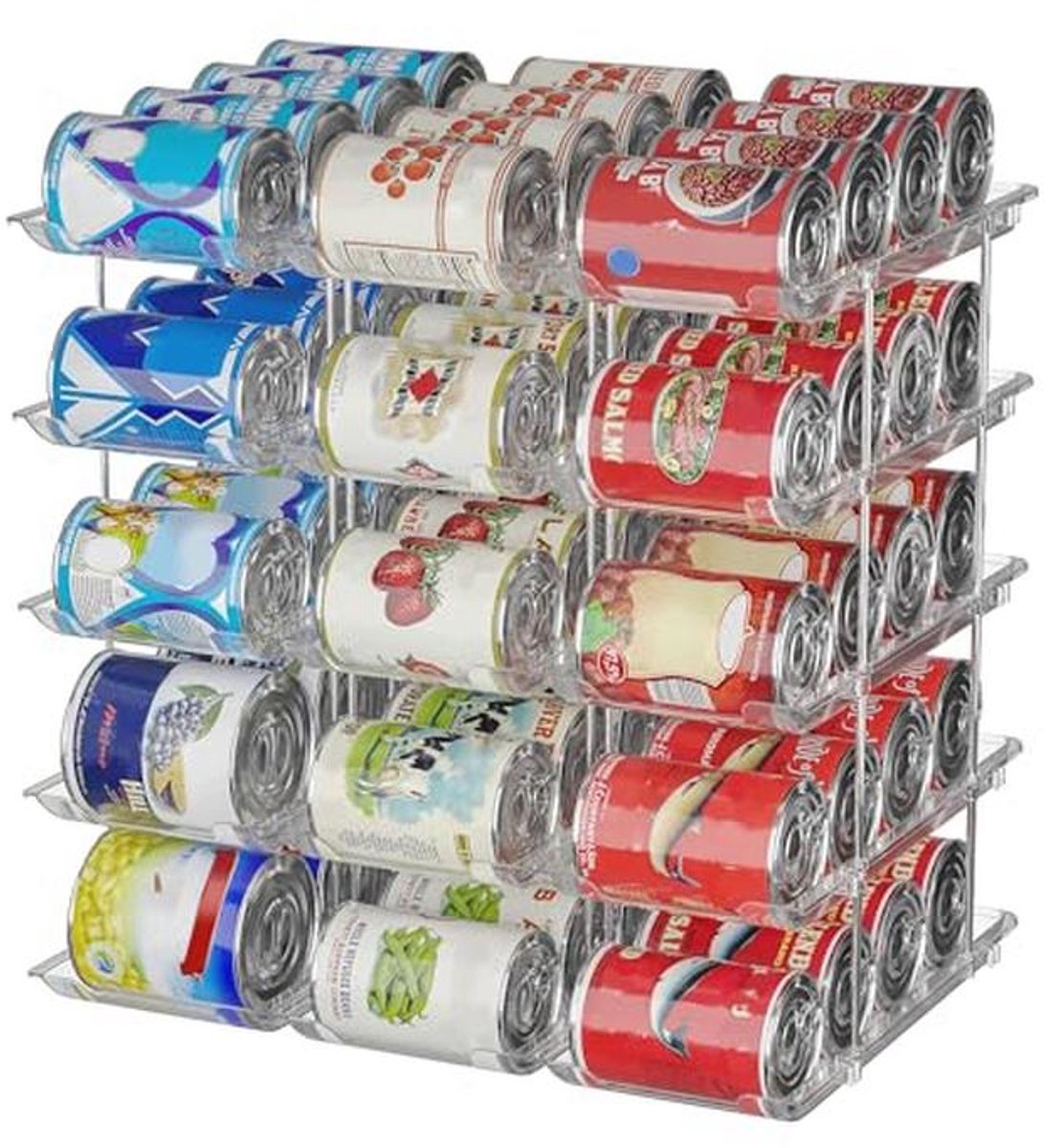 Organiseer je voorraadkast met deze verstelbare blikjesorganizer - Maximaal 60 blikken