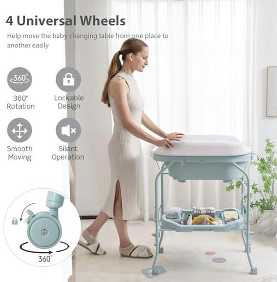 Veranderbank met Bad en Wielen - 2-in-1 Combinatie voor Baby's tot 12 Maanden — afbeelding 2