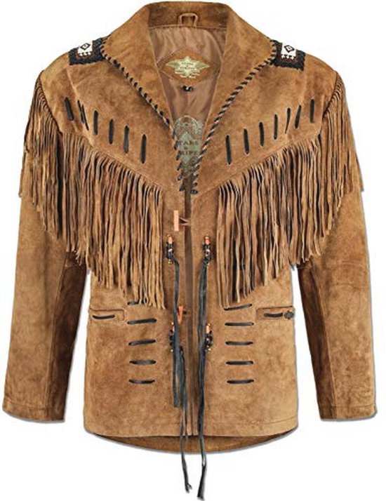 Veste Western en Cuir pour Hommes - Marron Style Cowboy