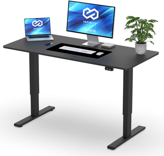 Infinity Goods Zit Sta Bureau - Elektrisch Verstelbaar In Hoogte - 120 x 60 CM - Zwart