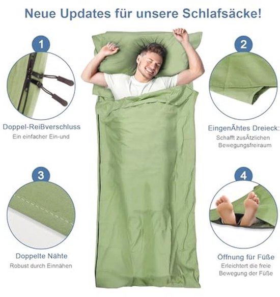 2-in-1 Huttenslaapzak met Voetritssluiting - Comfortabel en Praktisch voor Backpacking en Hutten van Merkloos — afbeelding 4