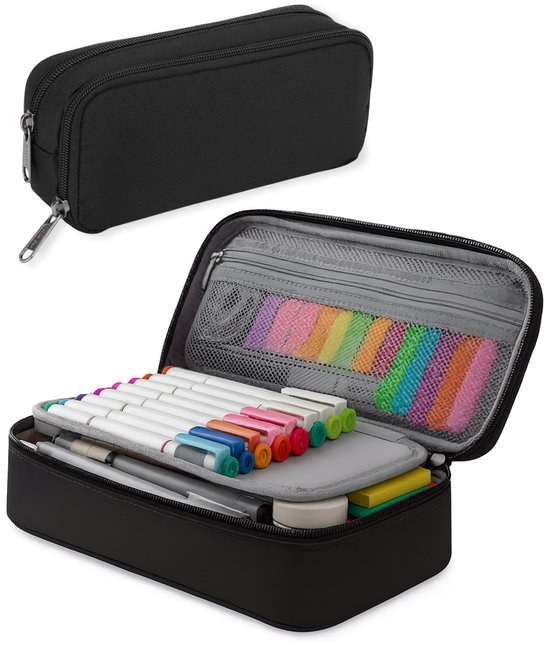 Etui - Pennenzak - Zwart - Pennenetui - Voor school - Grote - Trousse Scolaire - Voor meisjes, jongens en volwassenen - Diydash