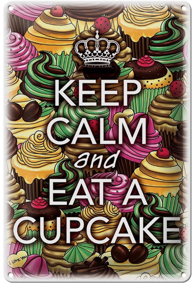 Blechschild Spruch 20x30cm Keep Calm and eat a Cupcake