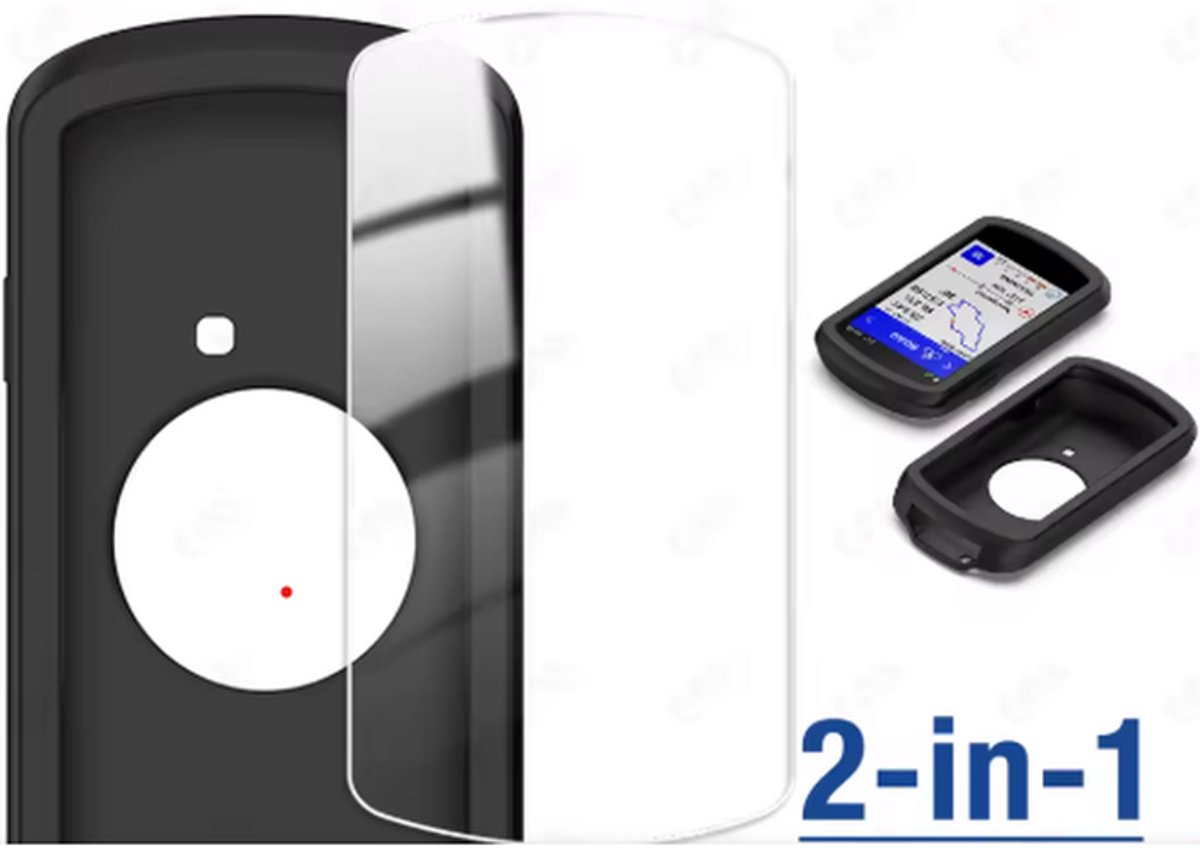 ONF beschermhoes + tempered glass screenprotector voor Garmin Edge 1040: siliconen hoes, 9H tempered glass screenprotector met reinigingskit en stofstickers