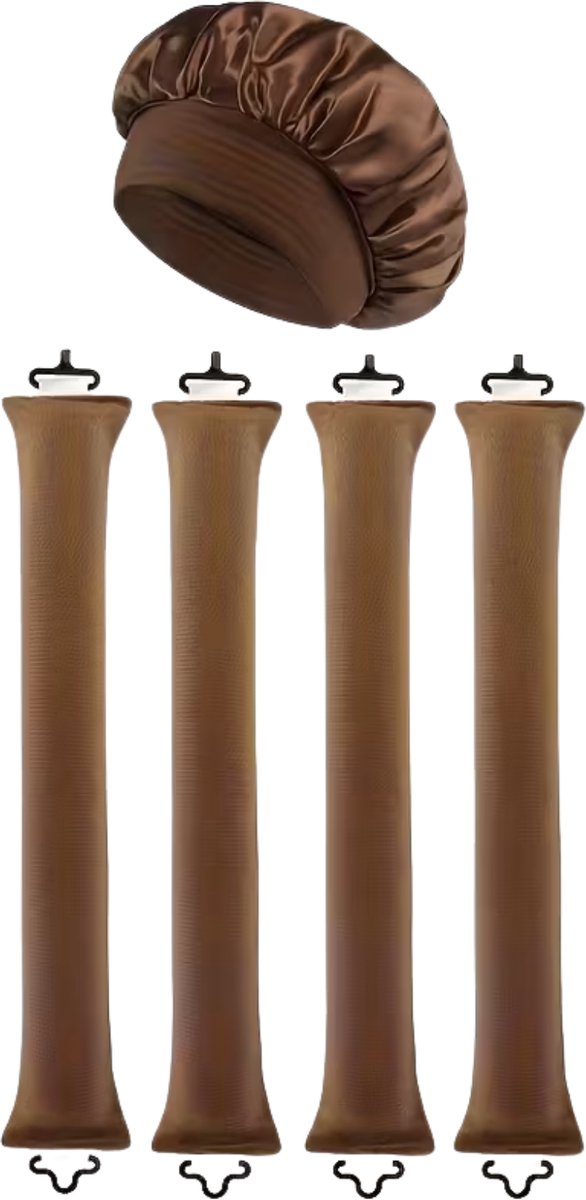 FA-VE Heatless Curls Set – 5-delig – Bruin – Haarrollers - Inclusief Satijnen Bonnet