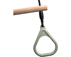 BOOST2 trapeze met Kunststof Ringen pastelgroen met zwart-touwen voor schommel