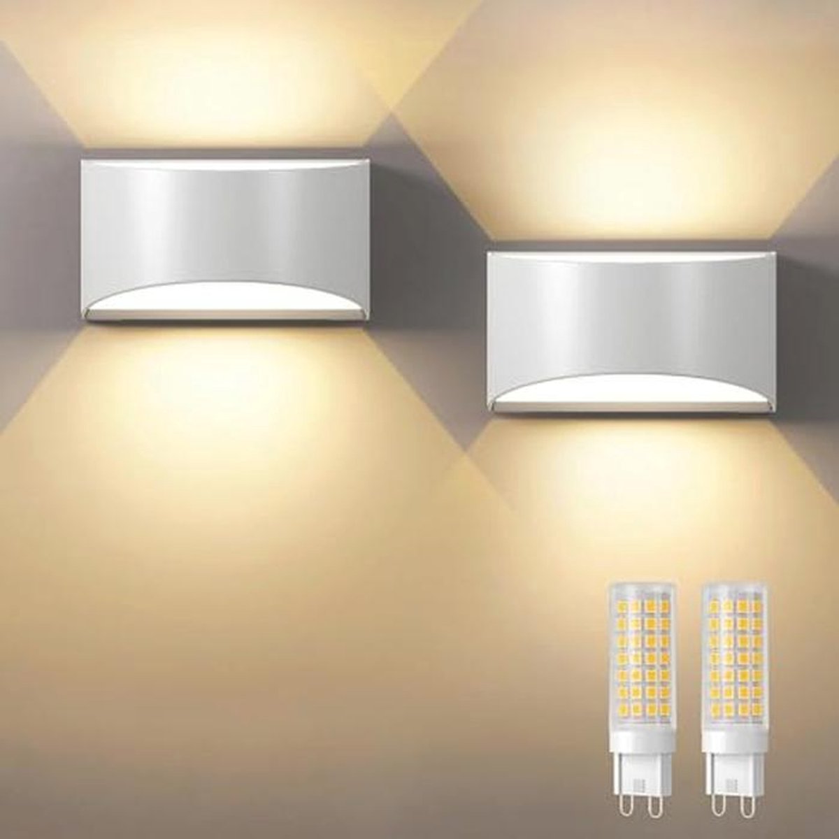 Moderne Wandlampen voor Binnen en Buiten - Warmwit G9 LED - IP65 Waterdicht - Set van 2