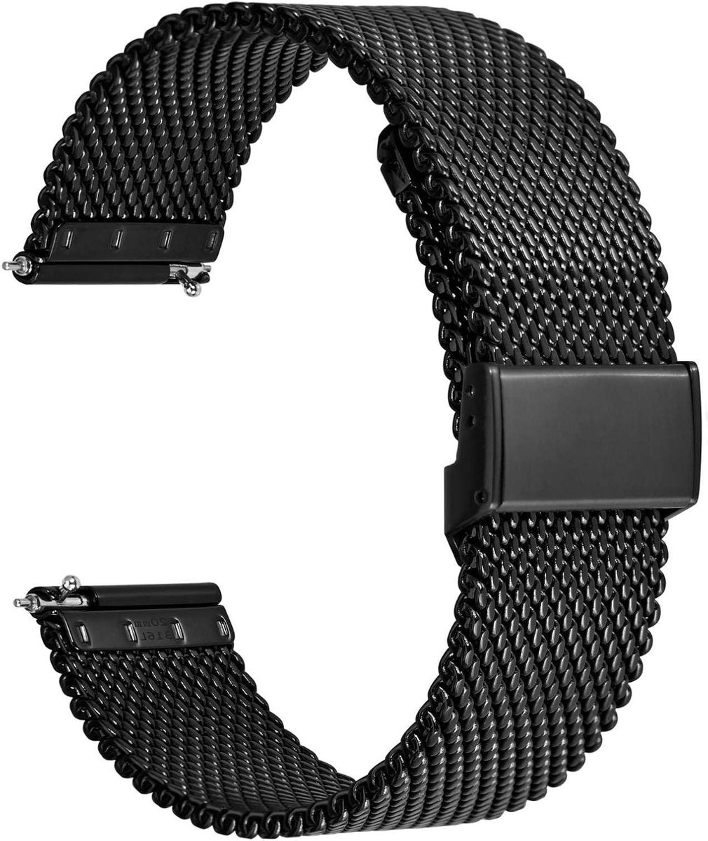 Nordivar - Mesh horlogebandje van roestvrij staal, geweven band voor dames en heren - 16 mm, 18 mm, 20 mm, 22 mm breedte