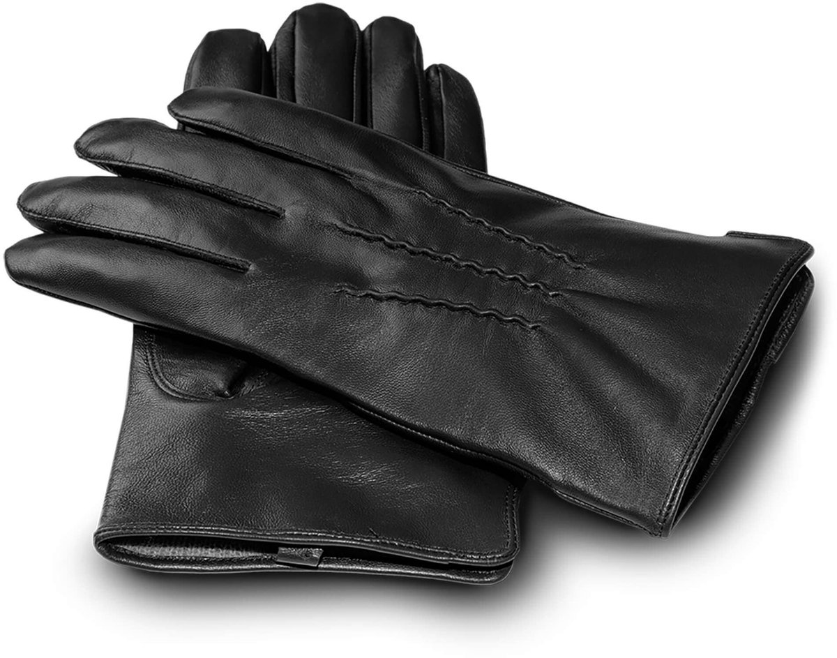 Klassieke leren touchscreen heren handschoenen maat L - kleur zwart
