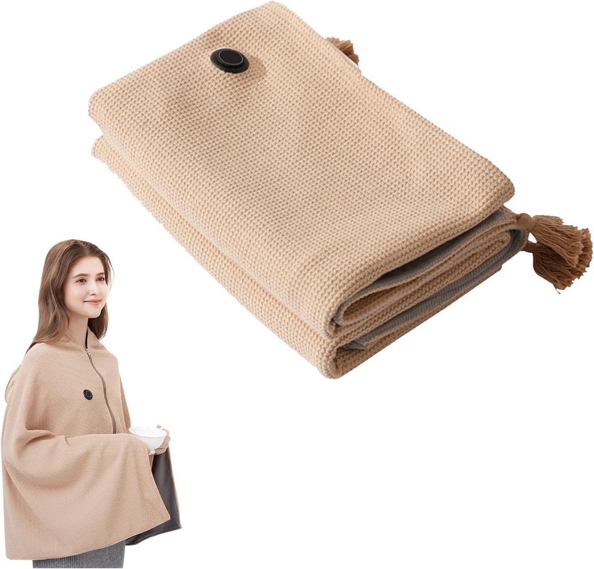 Elektrische Oplaadbare Verwarmde Deken 150x80cm - Beige