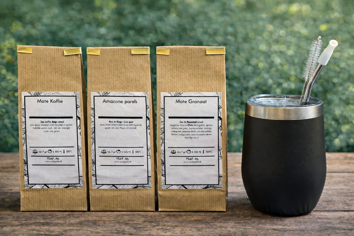 Maté Classic starterspakket, compleet met populaire Kalebas, Bombilla en drie smaken heerlijke Maté
