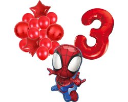 Spidey ballonnen pakket - 72x47cm - Folie Ballon set - Spiderman - Themafeest - 3 jaar - Verjaardag - Ballonnen - Versiering - Helium ballon
