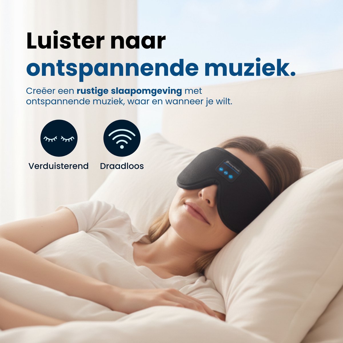 PurelyGoods® Slaapmasker Bluetooth - Oogmasker Slaap - Koptelefoon - Verduisterend - Vrouwen en Mannen — afbeelding 3