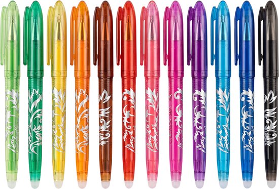Innovaland - Stylos Effaçables - Ensemble De 12 Pièces - Stylo - Stylo Effaçable - Stylos - Stylet Effaçable - Stylets - Couleur - Couleurs