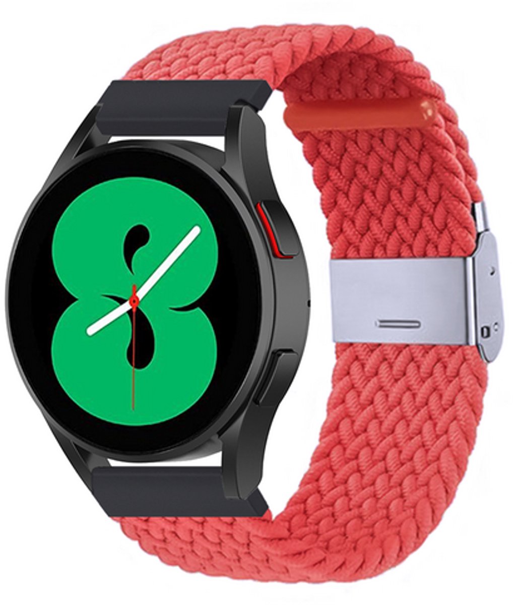 By Qubix - Braided nylon bandje - Lichtrood - geschikt voor Huawei Watch 5 - 46mm