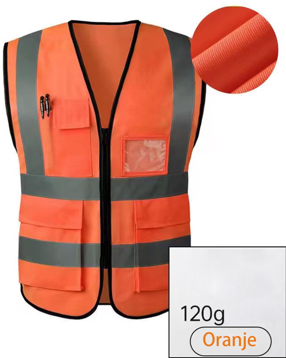 2 stuks Veiligheidsvest voor heren en dames-hoge zichtbaarheid- fietsvest met ritssluiting-reflecterend vest-werkvest