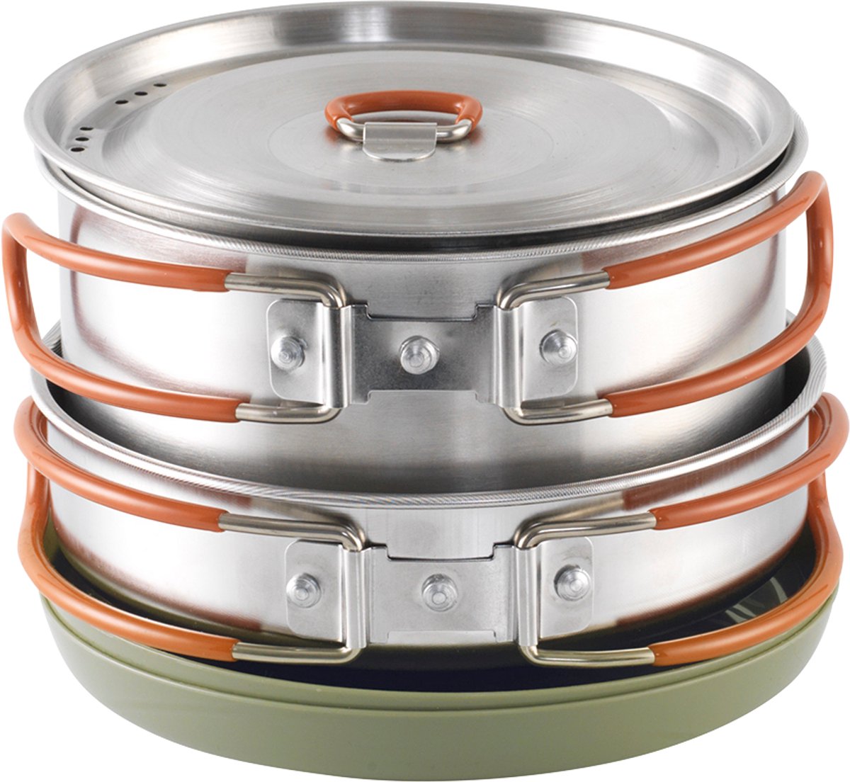 Easy Camp Moss 2 Cook Set Campingkookset Stapelbaar Roestvrijstaal Silliconen