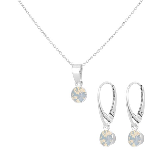ARLIZI 2476 Sieradenset wit opaal Swarovski kristal hanger - sterling zilver