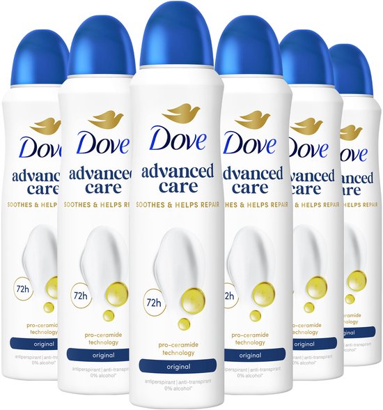 Dove Advanced Care Anti-Transpirant Deodorant Spray - Original - bevat Pro-Ceramide technologie die de huid kalmeert en helpt herstellen - 6 x 150 ml