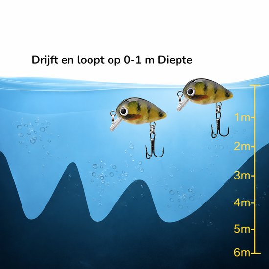 S&D - Set van 5 Mini Crankbaits - 3cm/1,5g - Drijvend Kunstaas met Opbergdoos van S&D — afbeelding 2