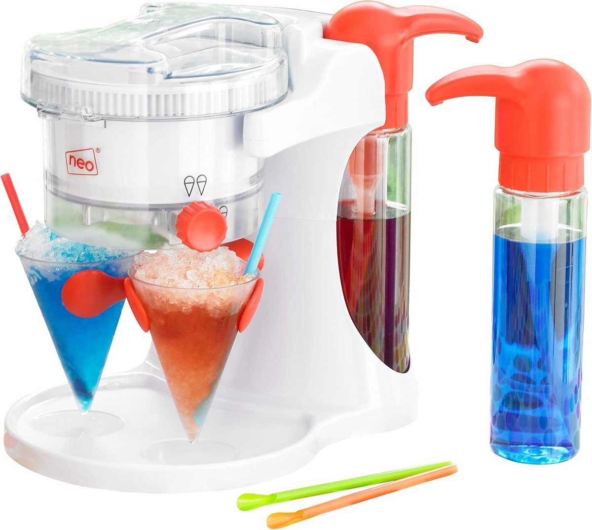 Elektrische IJs Crusher voor Snow Cones en Slushies - Ijsmachine met 4 Kopjes & 4 Rietjes