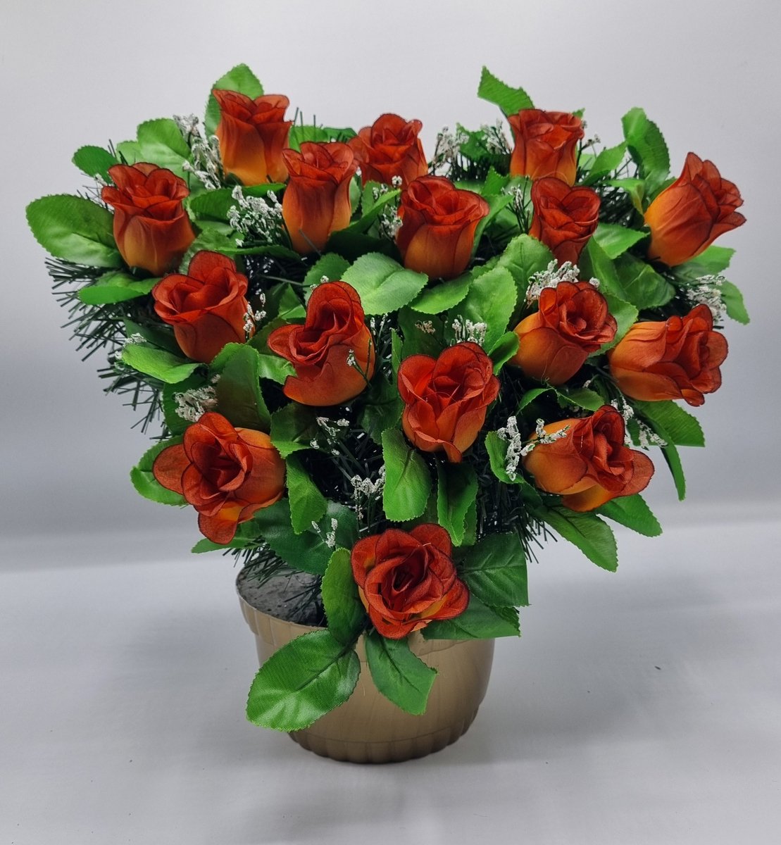 Bloemstuk - W847-21 - Hart - Roos - Oud Oranje - 30cm - Verzwaard - Buigzaam - Grafdecoratie