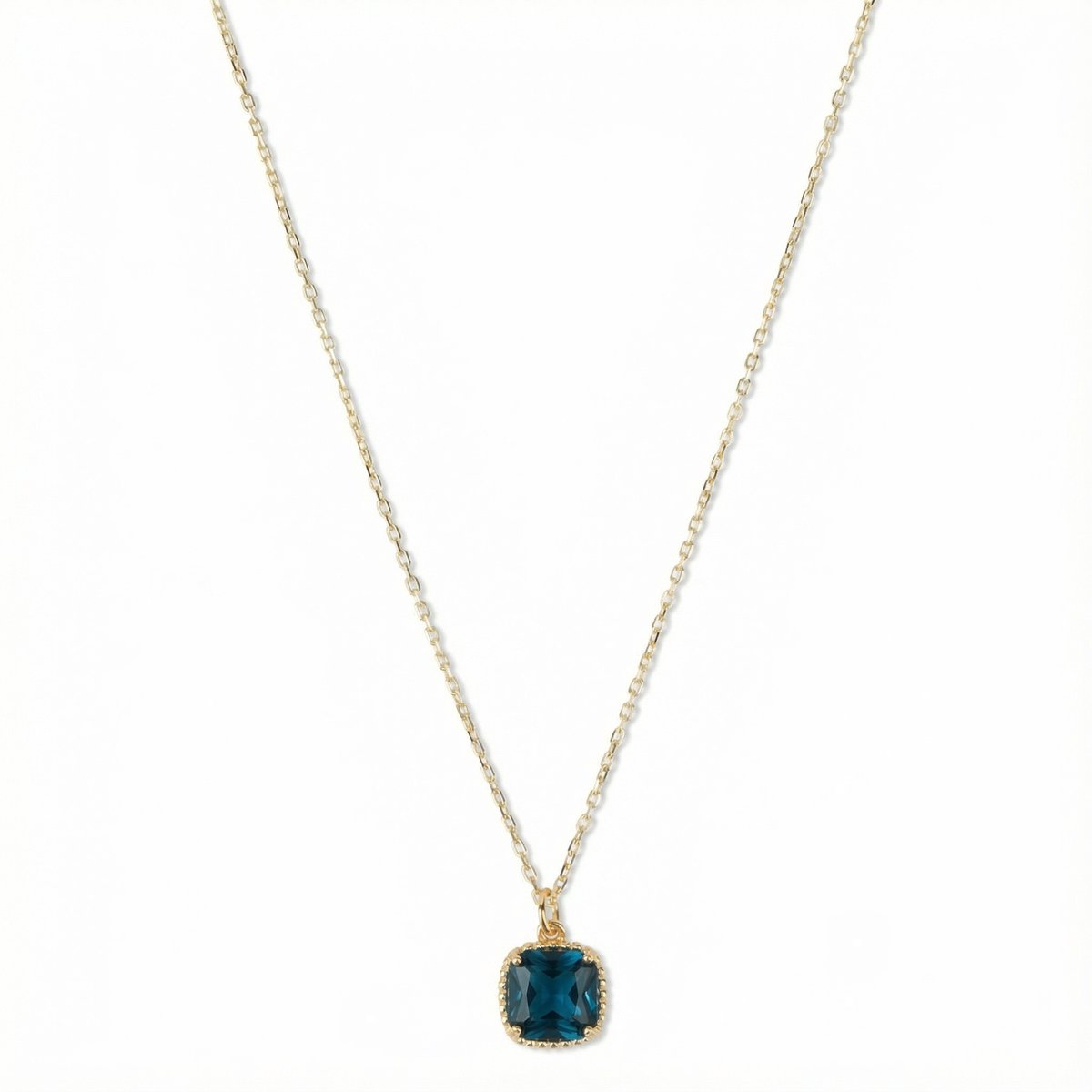 Petit Comité - Dames ketting geboortesteen September – Saffier Hanger - 925 sterling Zilver - 18k gold plated