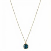 Petit Comité - Dames ketting geboortesteen September – Saffier Hanger - 925 sterling Zilver - 18k gold plated