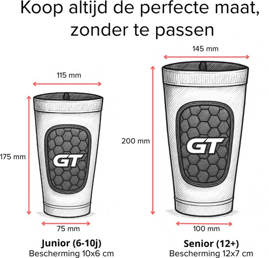 GT Sleeve Shin Pads Junior - 10cm x 6cm - ingebouwd - 6-10 jaar - Ingebouwde Scheenbeschermers - Ultralichte Trainingsaccessoire voor Voetbal - Comfort & Bewegingsvrijheid - Voetbalscheenbeschermers Kind -Unisex - Zwart van GT — afbeelding 3