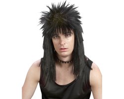 Joya Party® Rocker Verkleedpruik voor Volwassenen | Zwarte Punk Pruik met Stekels | Rockster Rock 'n Roll met Laagjes | Carnaval & Themafeest