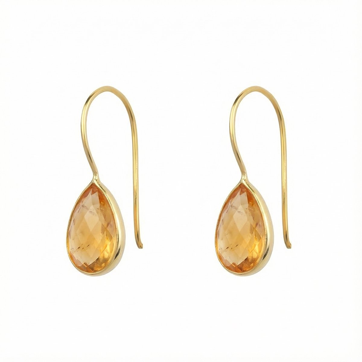 Dames Oorbellen Goudkleurig Citrien Druppel (14K Gold Plated) | cadeau dames