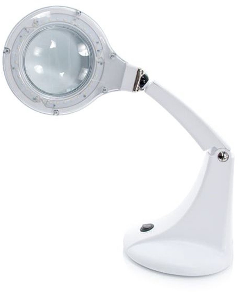 Vergrootlamp / Loeplamp LED 5D Professioneel Elegante Mini – Vergrootlamp met Licht op Standaard voor Manicure, Make-up en Precisiewerk – Wit