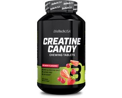 BioTech USA BioTech USA BioTechUSA Creatine Candy Fruitige kauwtabletten met 3 g gemicroniseerde creatine monohydraat Spierkracht- en prestatieverbeteraar Veganistisch, 240 tabletten, Rode Bessen - 240 stuks